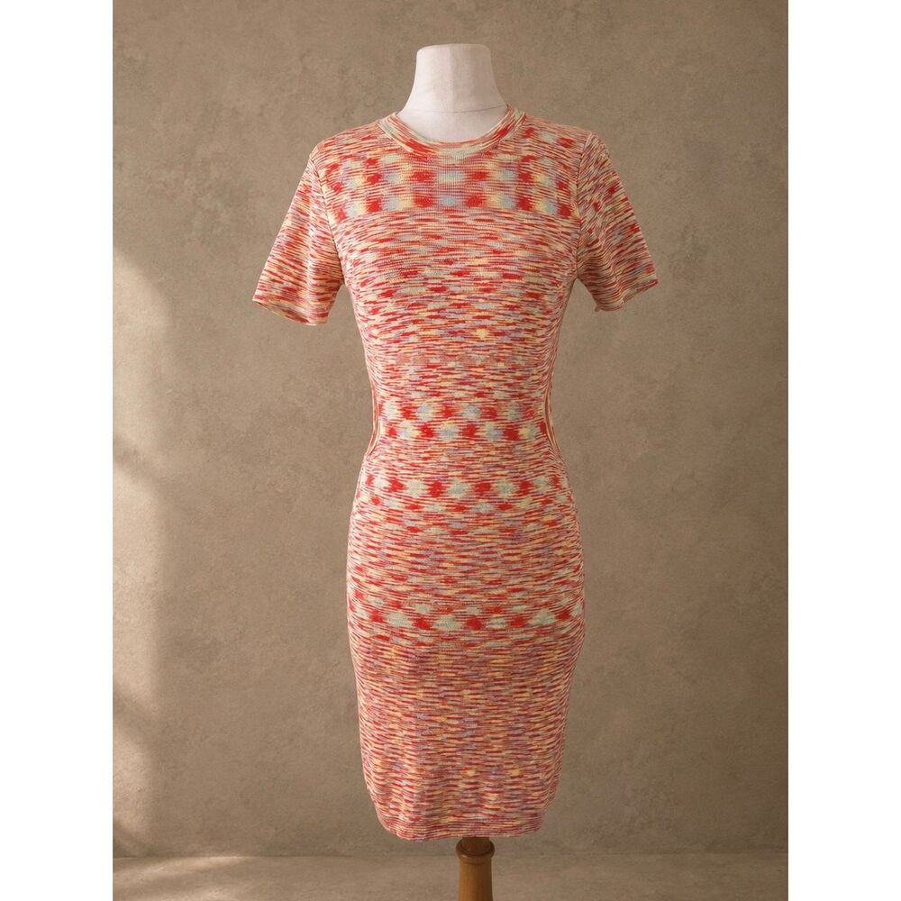 Cotton Candy Sz M dress Space dye orange green yellow cut-out mini